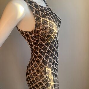 Aqua Geometric Patterned Sleeveless Dress